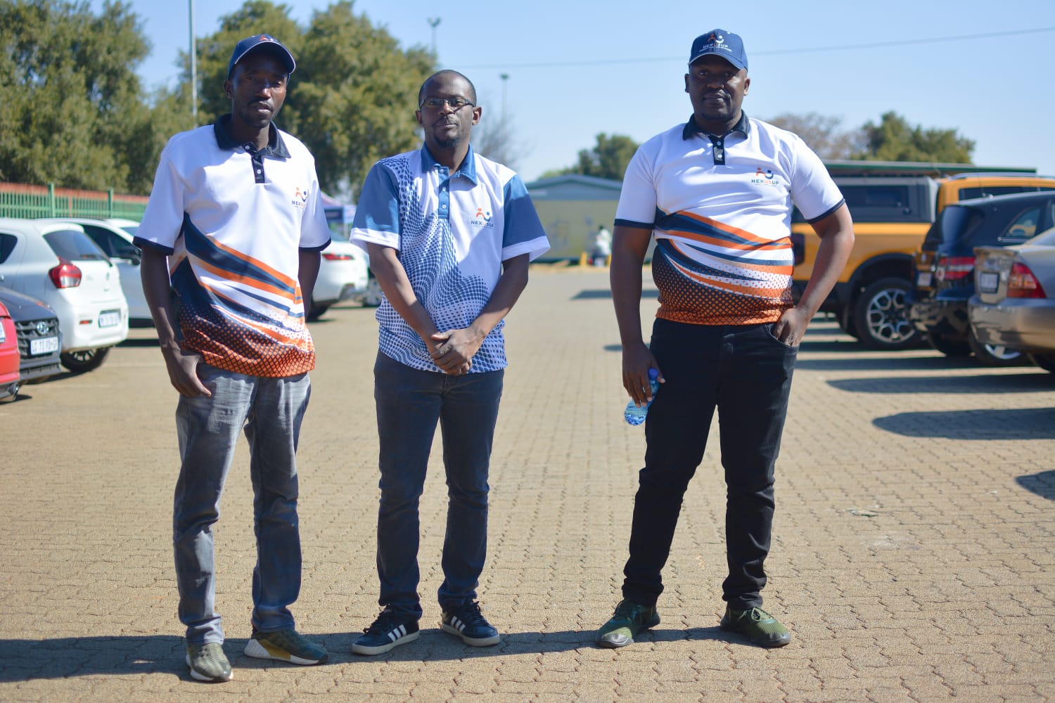 Team members posing together